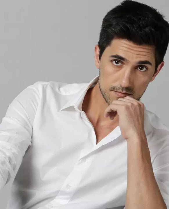 Men's White Shirt Slim Fit Collar Casual