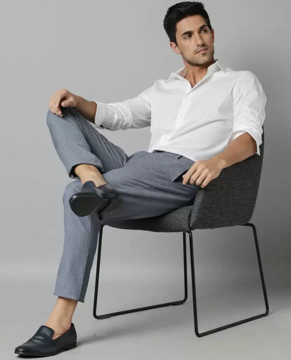 Men's White Shirt Slim Fit Collar Casual
