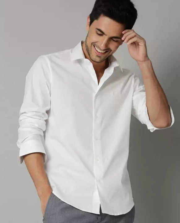 Men's White Shirt Slim Fit Collar Casual
